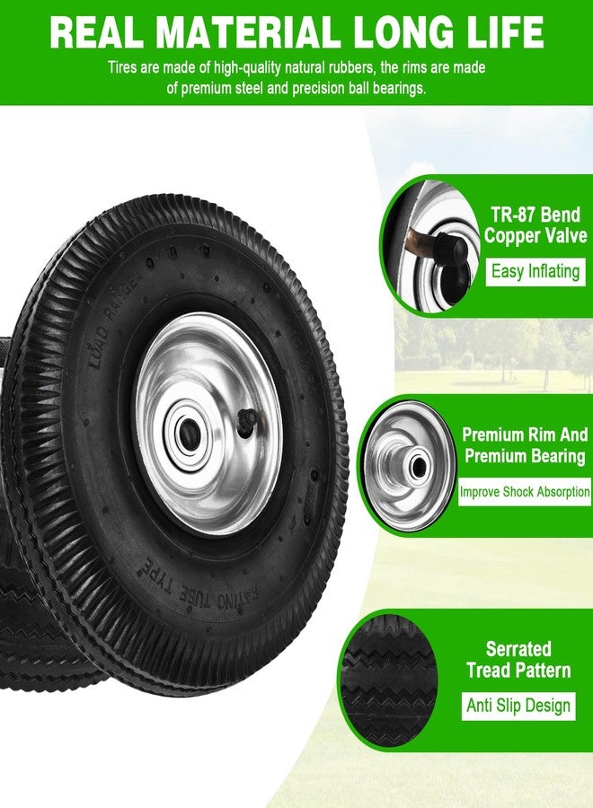 RRQ 10 Inch Pneumatic Wheel 4.10/3.50-4 Tire, 10" Pneumatic Wheels with 5/8" Bearings,2.2" Offset Hub for Garden Cart, Hand Truck, Lawn Cart, Mower (2 Pack) - Image 5