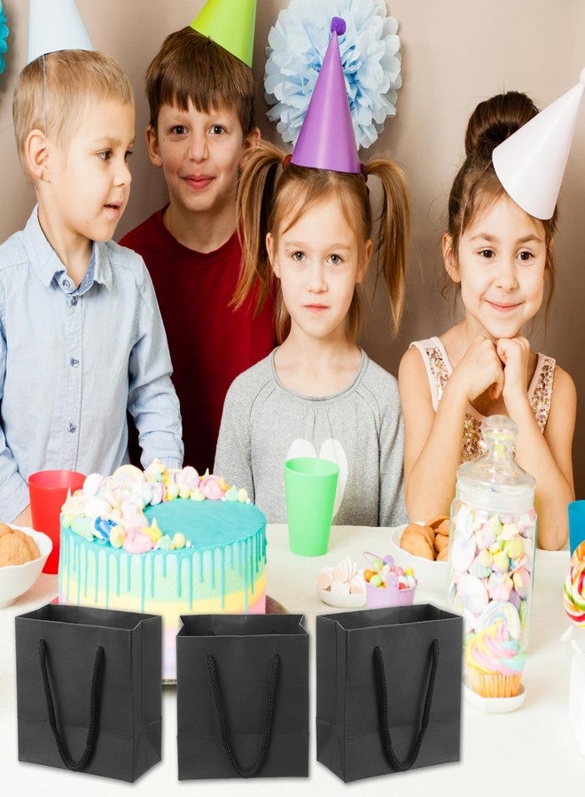 mekueeex 100 Pcs Thicken Small Gift Bags with Handles, 3.9 x 4.7 x 2.4 Inch Mini Paper Goodie Shopping Bags for Small Business Party Wedding Gift Wrap(Black - Image 5