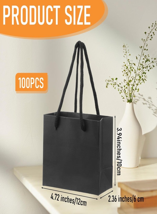 mekueeex 100 Pcs Thicken Small Gift Bags with Handles, 3.9 x 4.7 x 2.4 Inch Mini Paper Goodie Shopping Bags for Small Business Party Wedding Gift Wrap(Black - Image 2