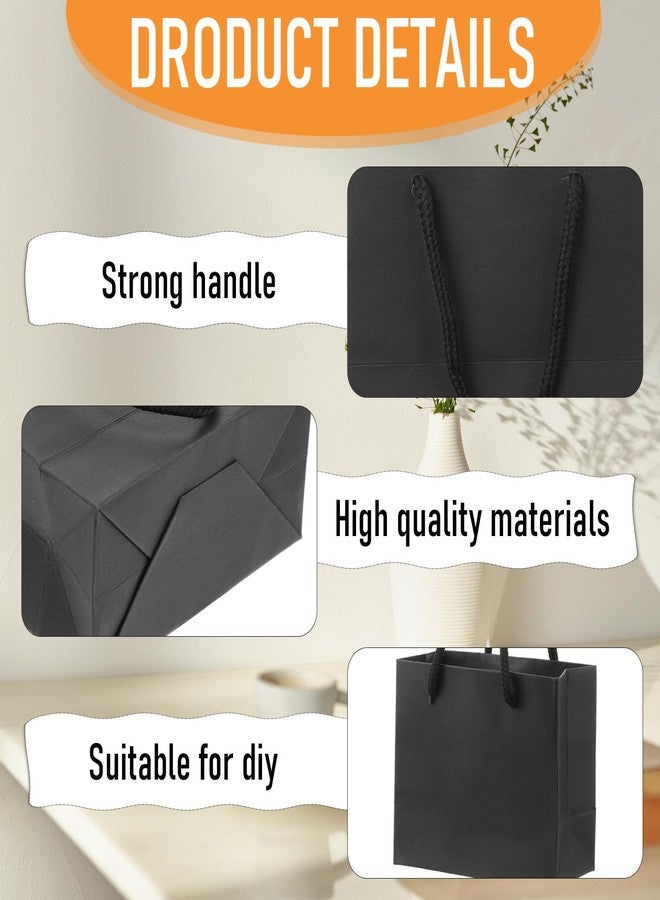 mekueeex 100 Pcs Thicken Small Gift Bags with Handles, 3.9 x 4.7 x 2.4 Inch Mini Paper Goodie Shopping Bags for Small Business Party Wedding Gift Wrap(Black - Image 3