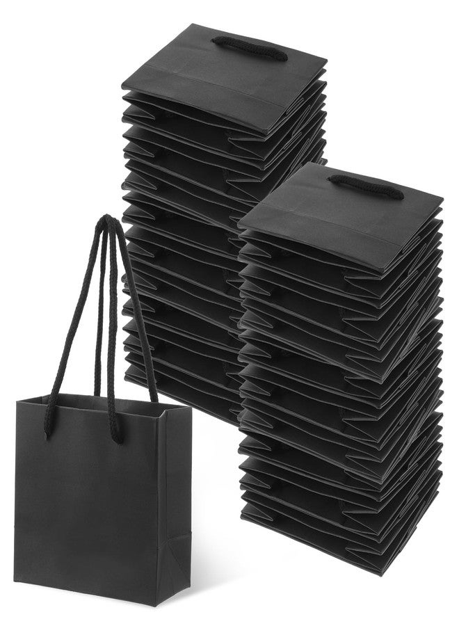 mekueeex 100 Pcs Thicken Small Gift Bags with Handles, 3.9 x 4.7 x 2.4 Inch Mini Paper Goodie Shopping Bags for Small Business Party Wedding Gift Wrap(Black - Image 1