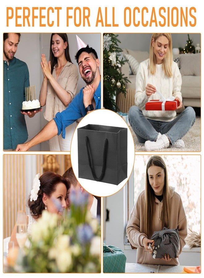 mekueeex 100 Pcs Thicken Small Gift Bags with Handles, 3.9 x 4.7 x 2.4 Inch Mini Paper Goodie Shopping Bags for Small Business Party Wedding Gift Wrap(Black - Image 4