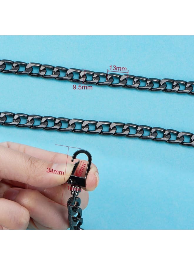 1 63 بوصة الحديد سلسلة مسطحة حزام يد سلاسل الملحقات محفظة الأشرطة الكتف عبر الجسم استبدال الأشرطة مع 2 قطعة أبازيم دوارة جونميتال - Image 3