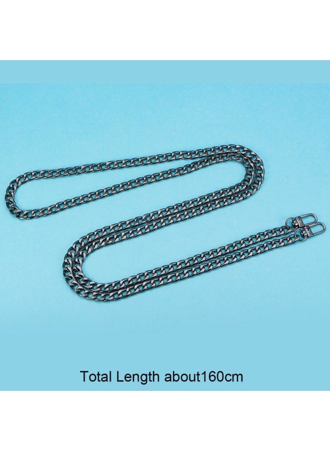 1 63 بوصة الحديد سلسلة مسطحة حزام يد سلاسل الملحقات محفظة الأشرطة الكتف عبر الجسم استبدال الأشرطة مع 2 قطعة أبازيم دوارة جونميتال - Image 2