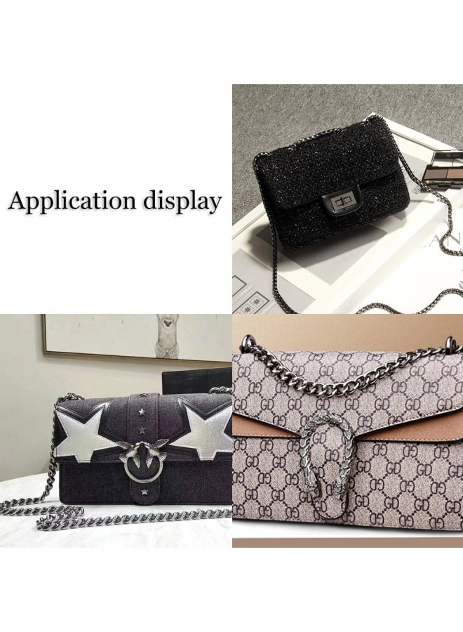 1 63 بوصة الحديد سلسلة مسطحة حزام يد سلاسل الملحقات محفظة الأشرطة الكتف عبر الجسم استبدال الأشرطة مع 2 قطعة أبازيم دوارة جونميتال - Image 5