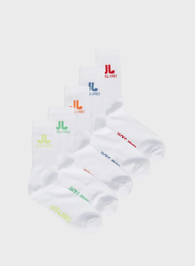 Jack & Jones Junior Youth 5 Pack Assorted Socks