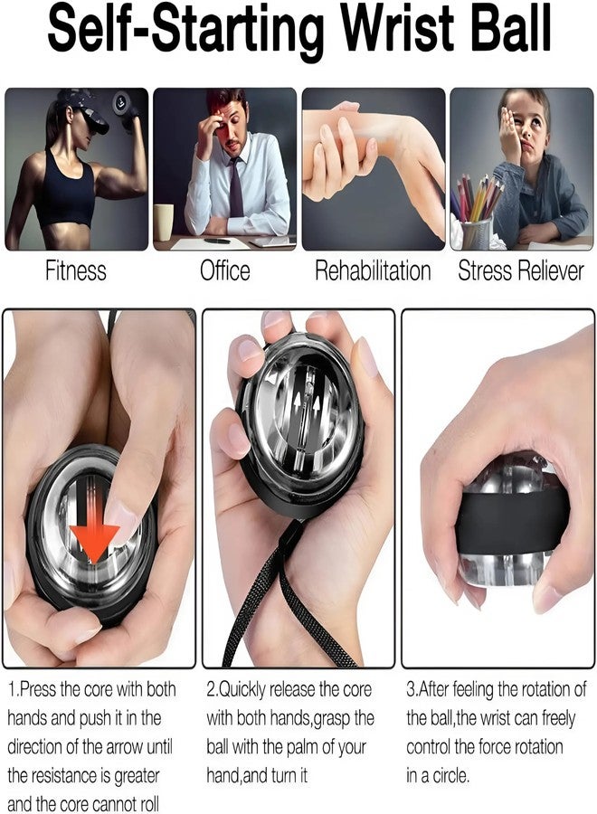 Touchcart Wrist Trainer Ball Auto-Start Gyroscopic Forearm Exerciser Gyro Ball for Strengthen Arms, Fingers, Bones and Muscles - Image 4