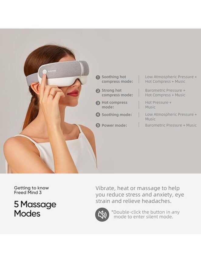 جهاز تدليك العين، جهاز تدليك العين للتأمل مع الحرارة والاهتزاز، 5 أوضاع، قناع العين الساخن لتخفيف الصداع النصفي مع موسيقى البلوتوث، استرخاء لتقليل إجهاد العين وجفاف العين وتحسين النوم، هدايا للنساء - Image 2