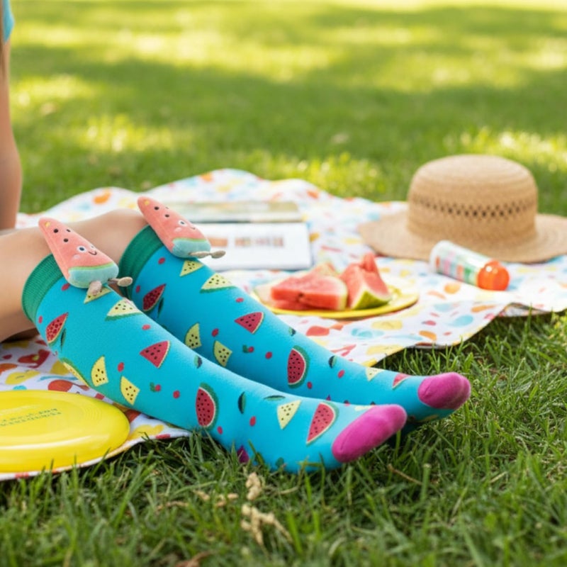 Glitters Funky 3D High Socks for Kids & Teens - Colorful Novelty Knee-High Socks with Plush Watermelon Design - Image 3
