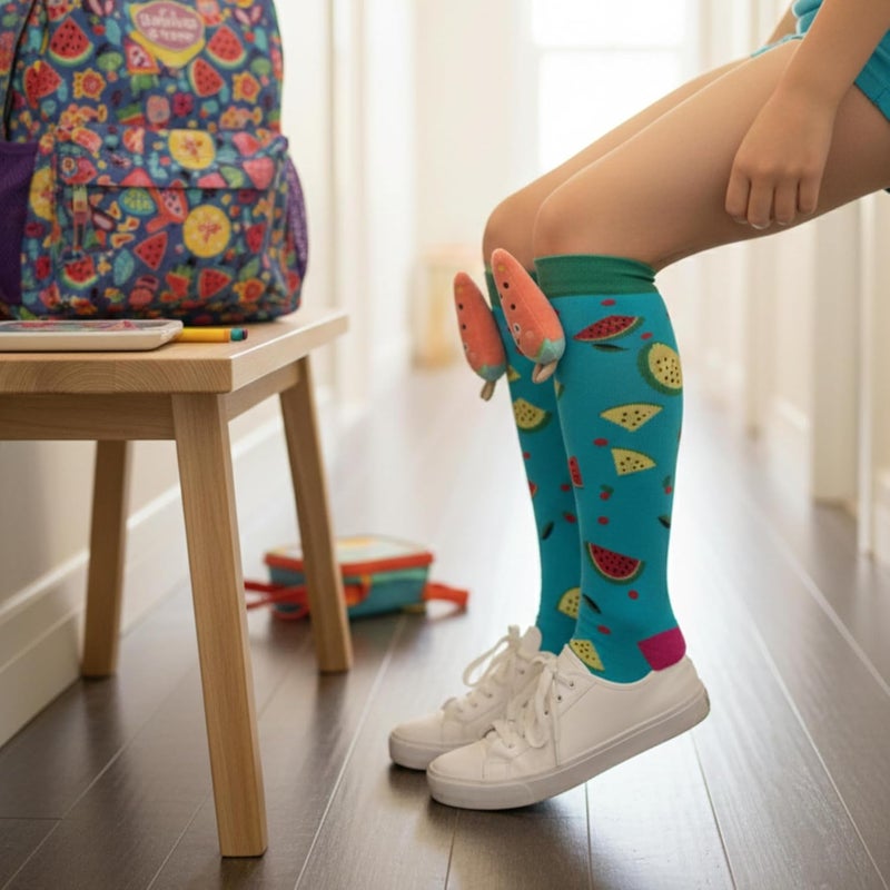 Glitters Funky 3D High Socks for Kids & Teens - Colorful Novelty Knee-High Socks with Plush Watermelon Design - Image 4