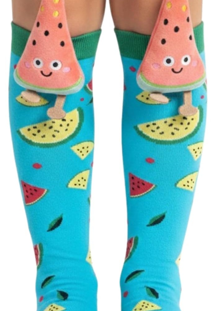 Glitters Funky 3D High Socks for Kids & Teens - Colorful Novelty Knee-High Socks with Plush Watermelon Design - Image 1