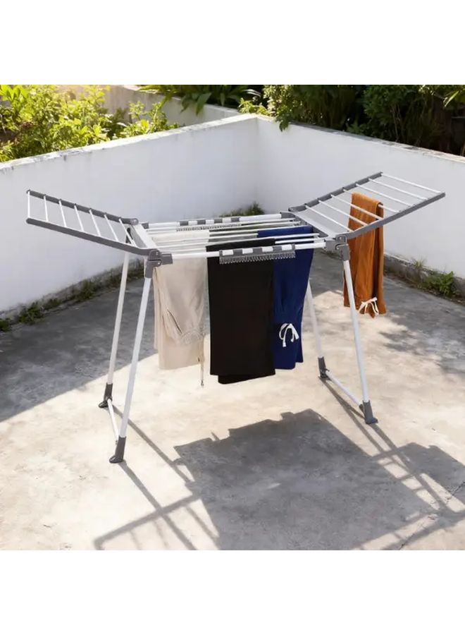 Type A Foldable Floor Clothes Drying Rack Dual Wing Balcony Towel Hanger Indoor Outdoor Laundry Shoe Storage - Image 1