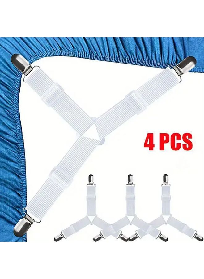 4 Pcs Adjustable Triangle Bed Sheet Fasteners Elastic Nylon Clips Secure Fit Anti Slip Holders For Beds Sofas Tablecloths Black Durable Woven Design For Mattresses Cushions Invisible Fixing Tools - Image 4
