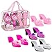 PRINCESS EXPRESSIONS Expressions Toddler Girls Kids 4 Pack Dress Up Royalty Shoes with Heels Set in Carrying Bag Fits Toddler Shoe Size 710 - Image 2