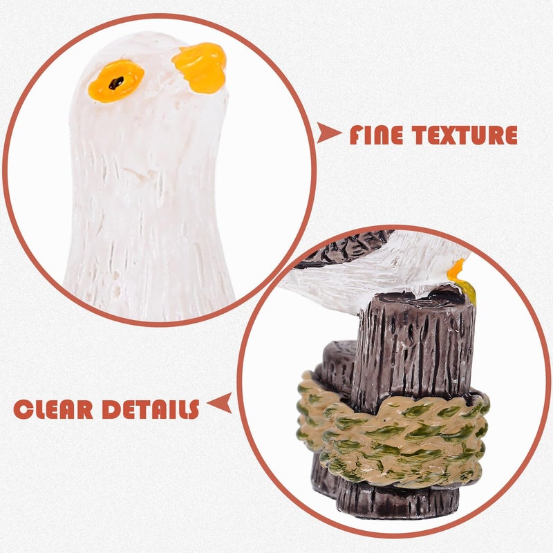4PCS Resin Seagull Bird Figurines Coastal Garden Sculpture Outdoor Home Decor - Image 4