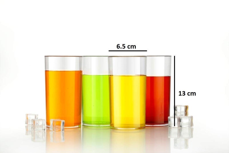 POPLEY Classic Clear Plastic Reusable Drinking Glasses (Set of 6) BPA-Free Tumblers Dishwasher Safe (Transparent) - Image 2