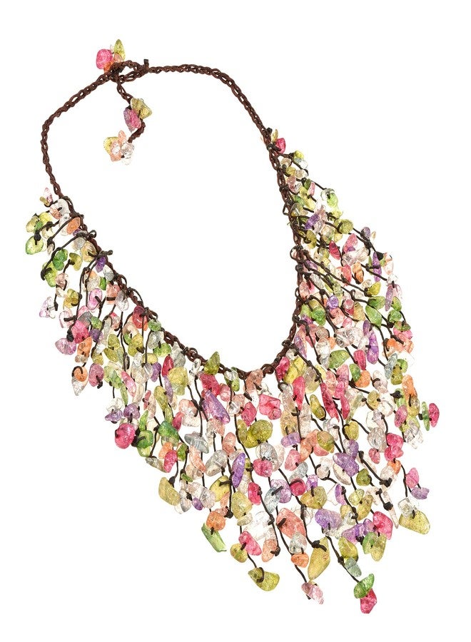 ايرافيدا قلادة "إيرافيدا" الأنيقة والفريدة من نوعها، مصنوعة يدويًا من شظايا زجاجية متعددة الألوان بتصميم شلال، مثالية للنساء | قلادة مميزة لإكسسوارات الشاطئ - Image 2