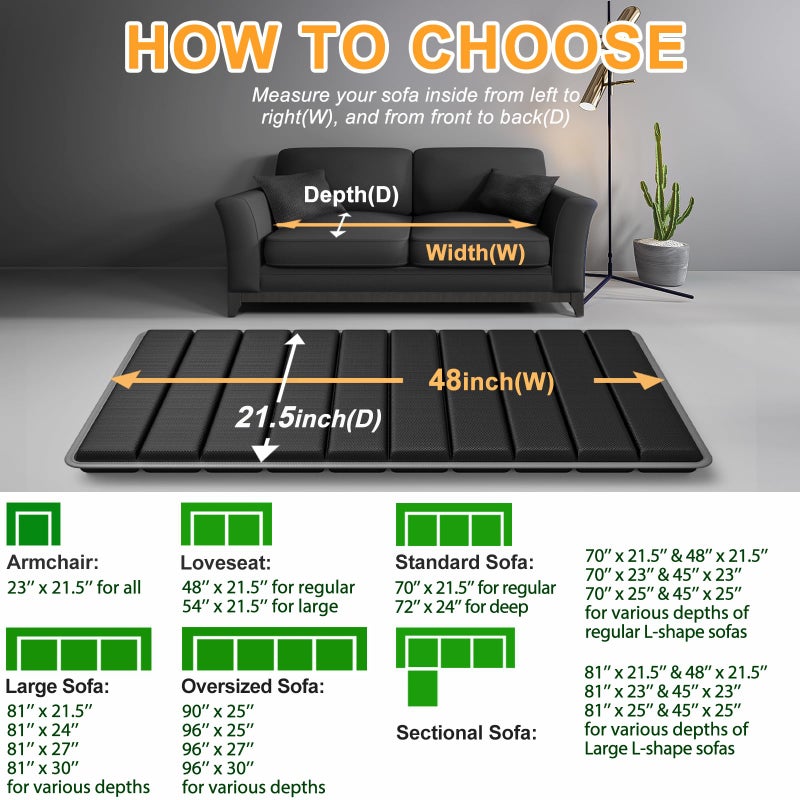 LAVEVE Heavy Duty Couch Cushion Support Board for Sagging Sofa, 21.5''x48'' Extra Thick Solid Wood Under Couch Insert with Anti-Slip Dots, Repair Sagging Spring Sofa and Replace Worn Cushions - Image 5