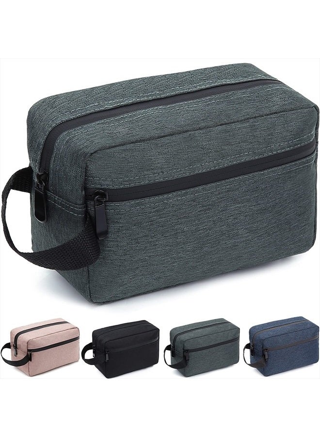 FUNSEED Travel Toiletry Bag for Women and Men, Water-resistant Shaving Bag for Toiletries Accessories, Foldable Storage Bags with Divider and Handle for Cosmetics Toiletries Brushes Tools (Gray) - Image 1