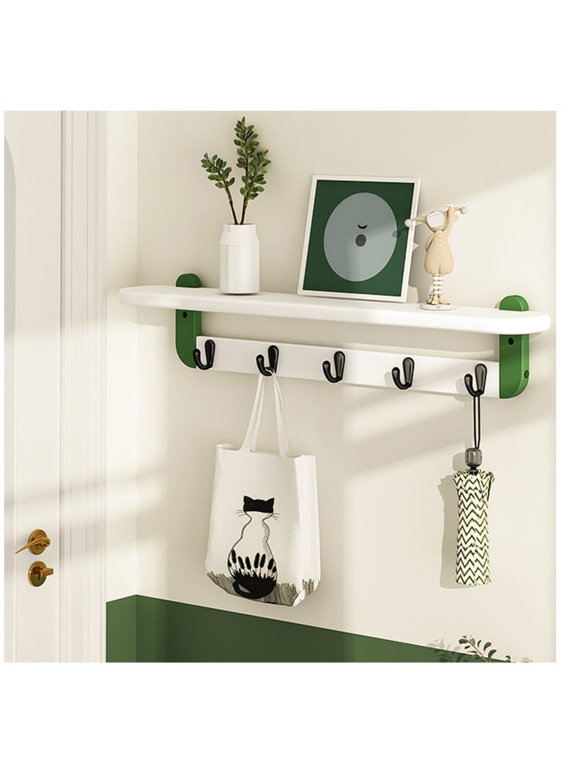 Hihonor 74cm Coat Rack Wall Mount with Shelf, Wood Wall Hooks with Storage, Entryway Shelf with 5 Coat Hangers for Bathroom, Living Room, Bedroom  - Image 2