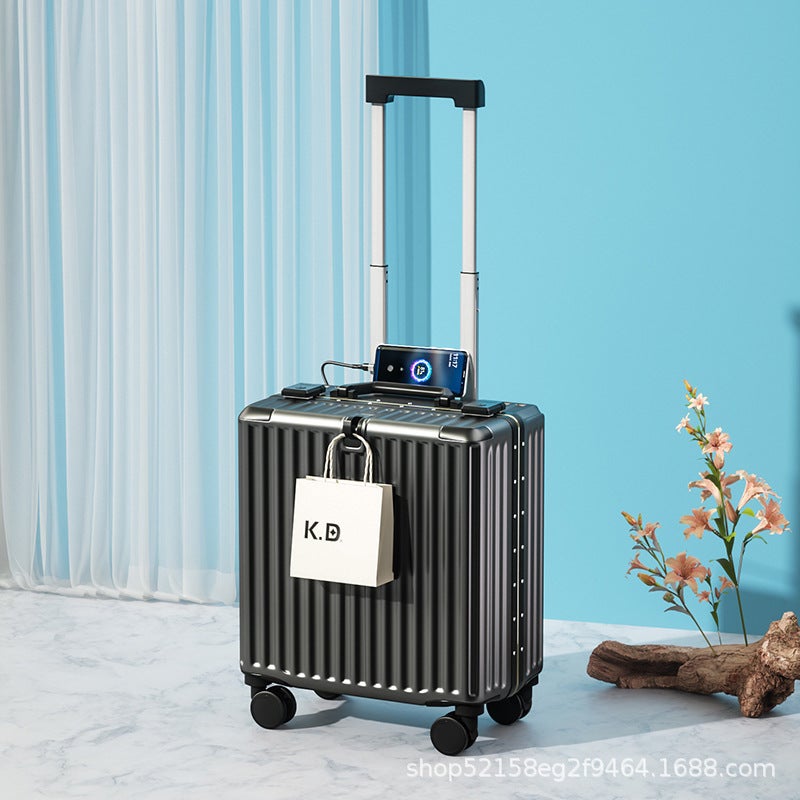 18-Inch Trolley Suitcase with Aluminum Frame, Lightweight Cabin Luggage, Durable ABS+PC with TSA Lock and 360° Spinner Wheels - Image 3