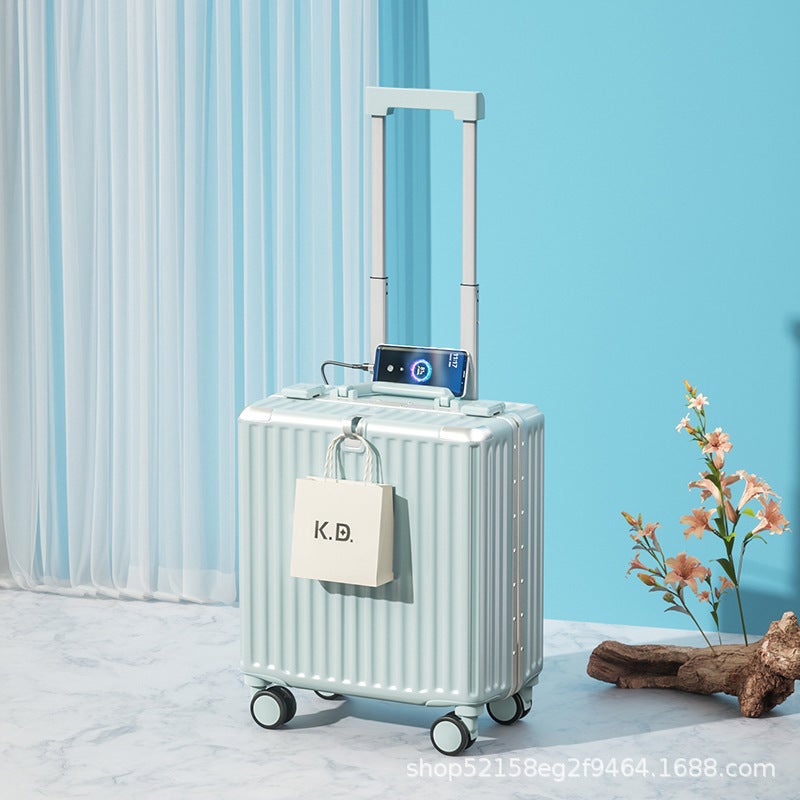 18-Inch Trolley Suitcase with Aluminum Frame, Lightweight Cabin Luggage, Durable ABS+PC with TSA Lock and 360° Spinner Wheels - Image 4