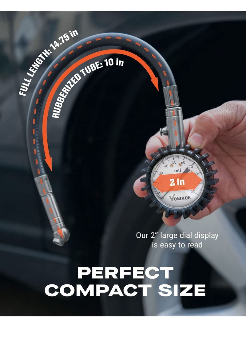 Tire Gauge - (0-100 PSI) Heavy Duty Tire Pressure Gauge. Certified ANSI Accurate with LLarge Easy to Read Glow Dial, Low to High Air Pressure Tire Gauge for RV, Bicycles, Cars, Trucks - pzsku/ZB1F8A0D8C52C61EF5EFCZ/45/_/1683514254/5bbea797-51fd-4484-95b2-bef841cb124b