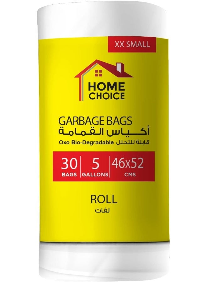 HOME CHOICE 5 Gallons, Bio-degradable Garbage Bags Roll, Size 46*52 cm, Pack of 30 Trash Bags, Bin Liners  - Image 1