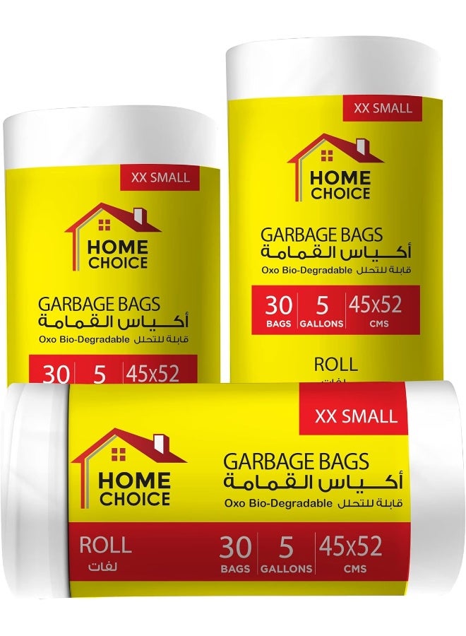 HOME CHOICE 5 Gallons, Bio-degradable Garbage Bags Roll, Size 46*52 cm, Pack of 30 Trash Bags, Bin Liners  - Image 3