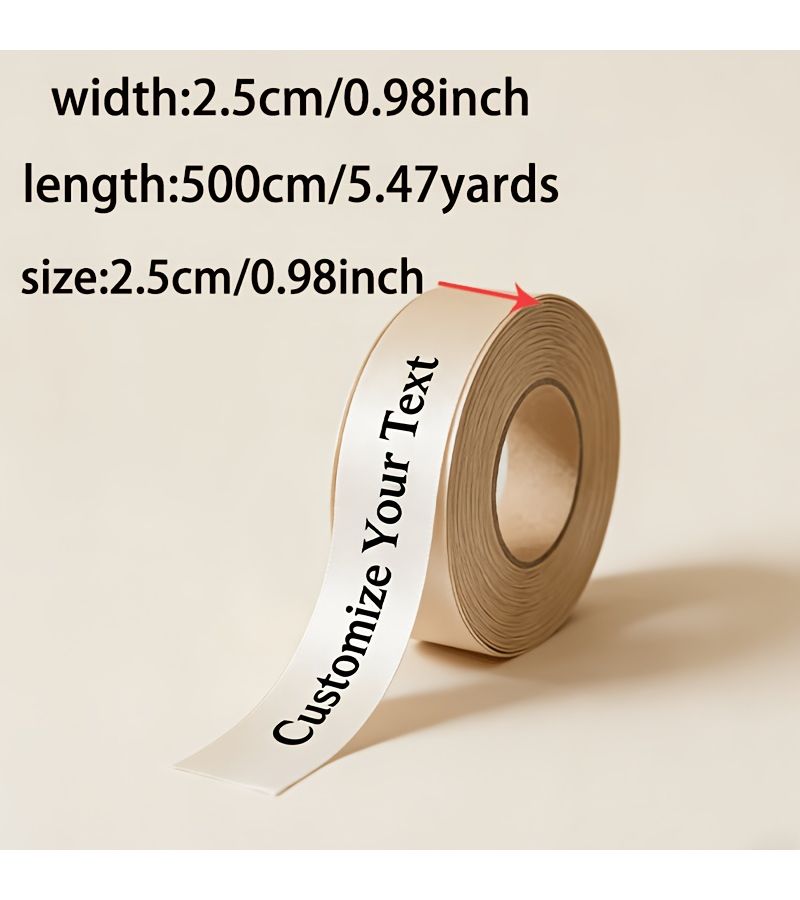 Custom Ribbon 196.85 X 0.98 Inch Light Champagne Gold White Black Text Polyester - Image 3
