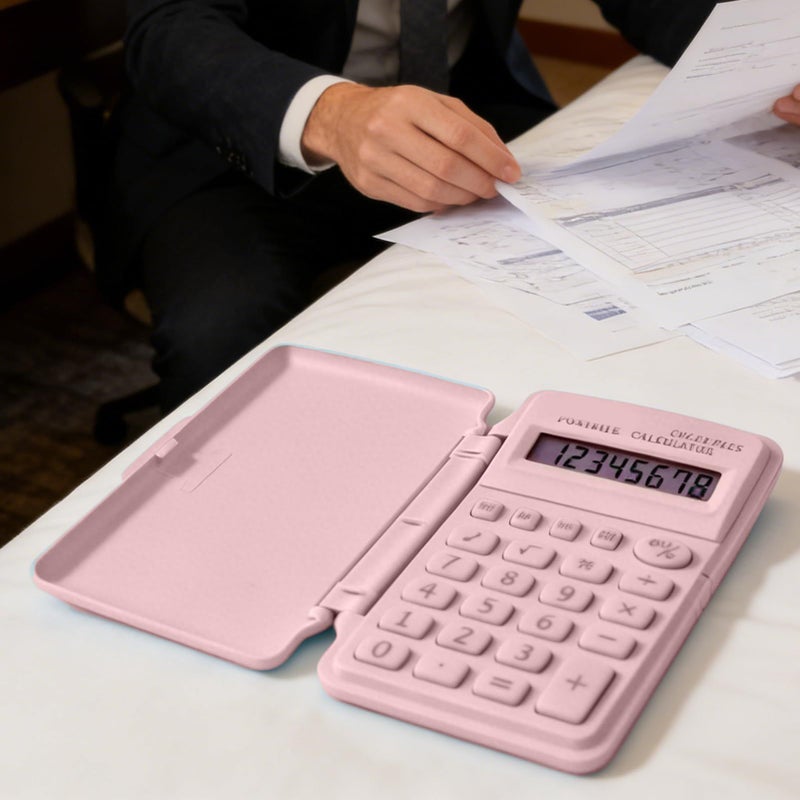 Light Blue Pocket Calculator with Lid for Students Teachers Accountants Office - Image 4