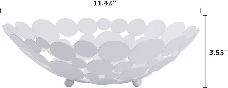 IBWell Decor Metal Fruit Bowl Modern Kitchen Fruit Basket Large Round Kitchen Basket for Fruit Vegetable Bread Candy and Nut  White - Image 3
