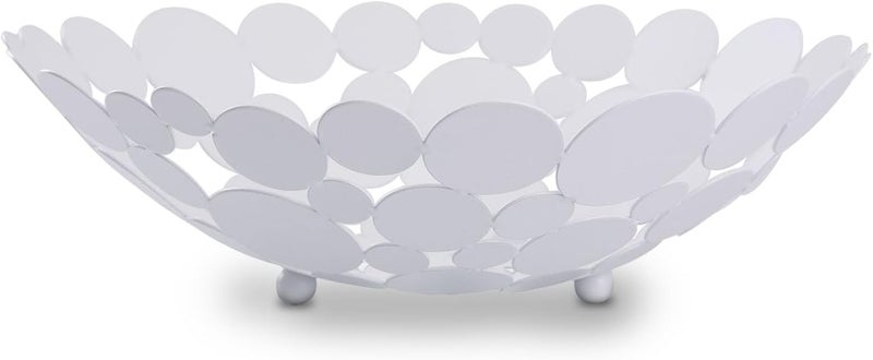 IBWell Decor Metal Fruit Bowl Modern Kitchen Fruit Basket Large Round Kitchen Basket for Fruit Vegetable Bread Candy and Nut  White - Image 2