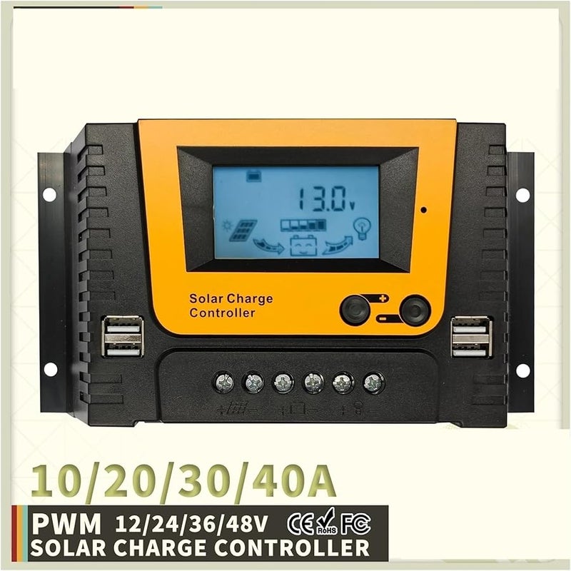 20A Solar Charge Controller 12V 24V 48V 10A 30A 40A Solar Panel Battery Regulator - Image 3