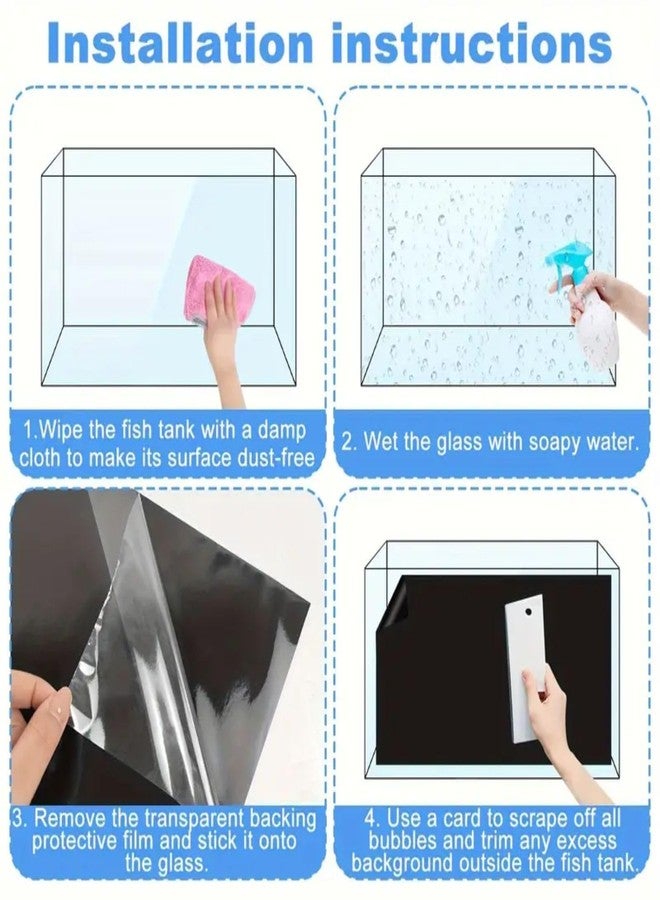ملصق حوض أسماك VAYINATO Petzlifeworld بخلفية سوداء | تصميم لاصق | سهل التركيب على حوض الأسماك (30 × 60 سم) - Image 5