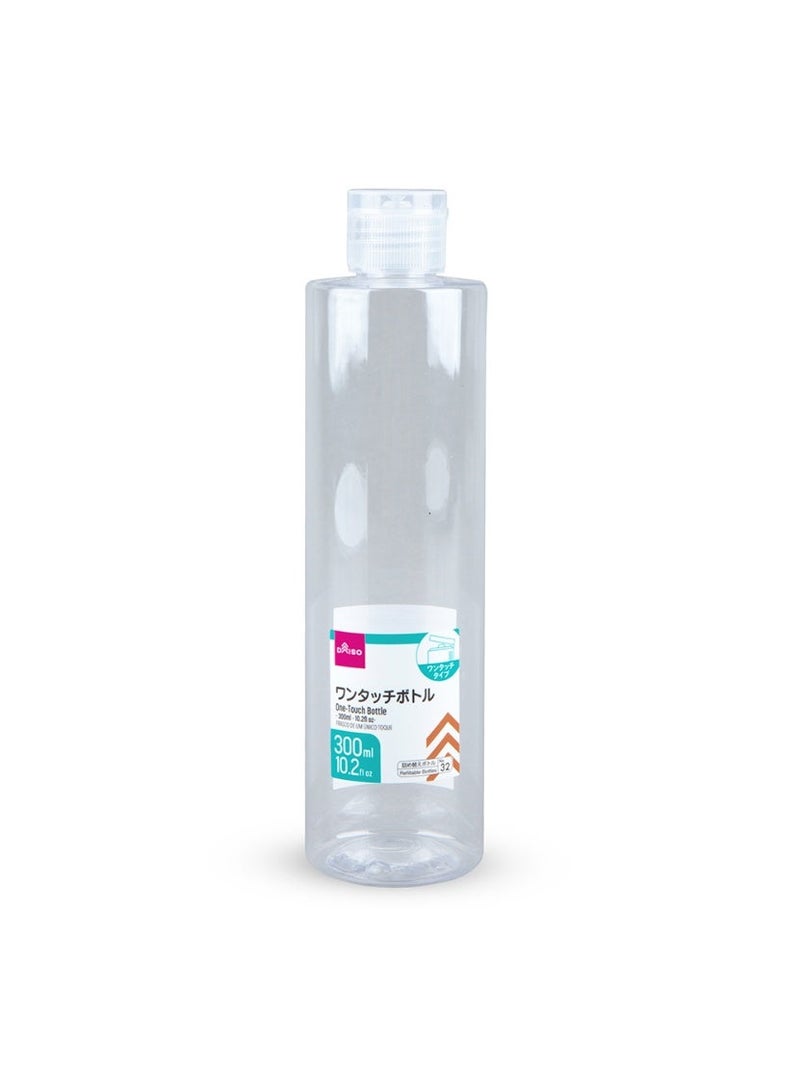 DAISO One-Touch Clear Plastic Refill Bottle, 300 ml, Easy-Open Cap - Image 1