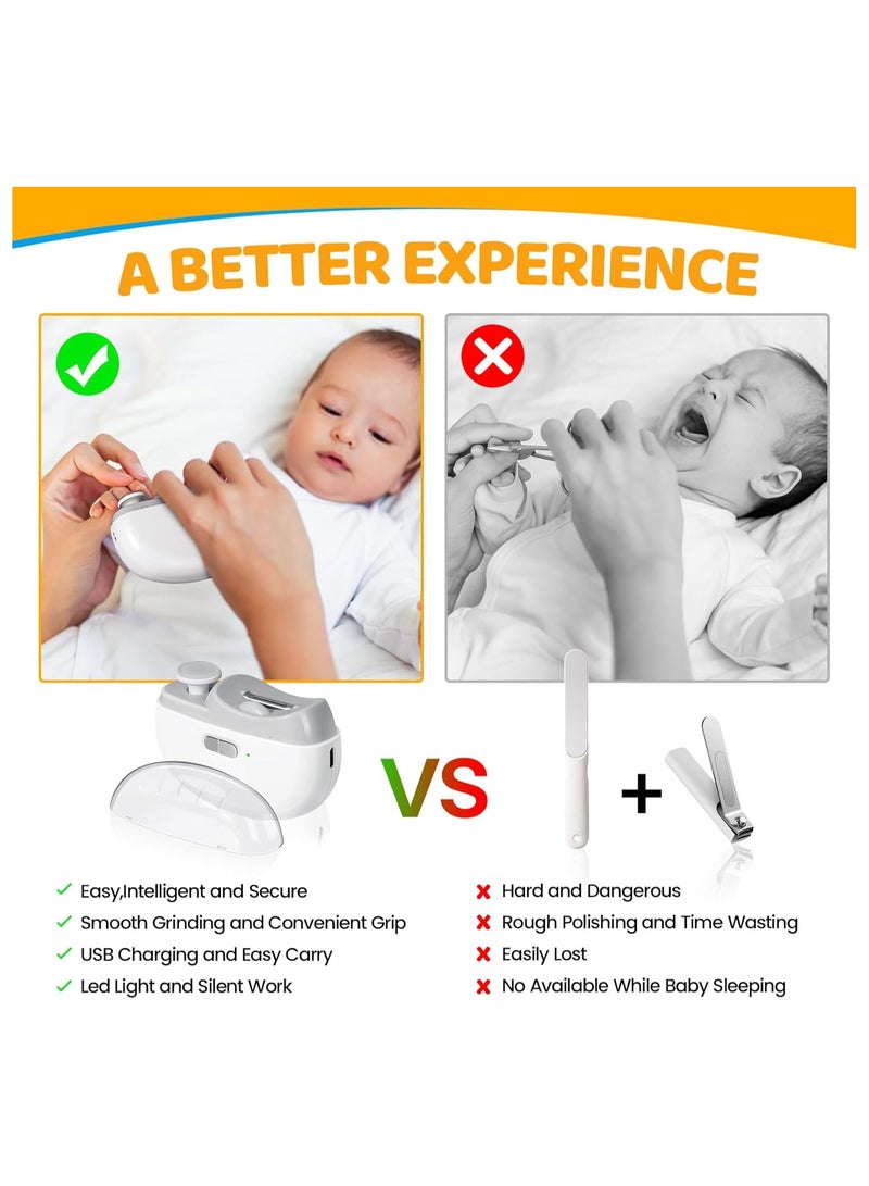 Electric Nail Clipper with LED Light 2 in 1 Nail File and Polisher 2 Speeds Automatic Nail Trimmer for Babies Kids Adults and Seniors - Image 3