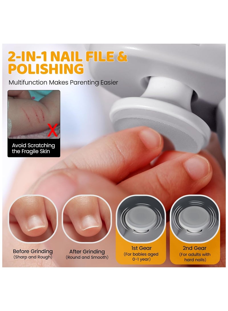 Electric Nail Clipper with LED Light 2 in 1 Nail File and Polisher 2 Speeds Automatic Nail Trimmer for Babies Kids Adults and Seniors - Image 4