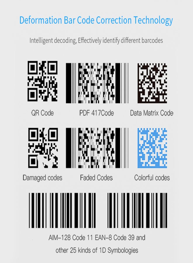 قارئ باركود محمول باليد، يدعم الرموز أحادية وثنائية الأبعاد ورموز QR، لاسلكي بتقنية بلوتوث و2.4 جيجا هرتز، يعمل عبر منفذ USB، مزود بمستشعر صور CMOS، يدعم المسح اليدوي/التلقائي، يدعم الرموز الورقية/المرئية، متوافق مع أنظمة التشغيل ويندوز، أندرويد، ماك أو إس، ولينكس. - Image 2