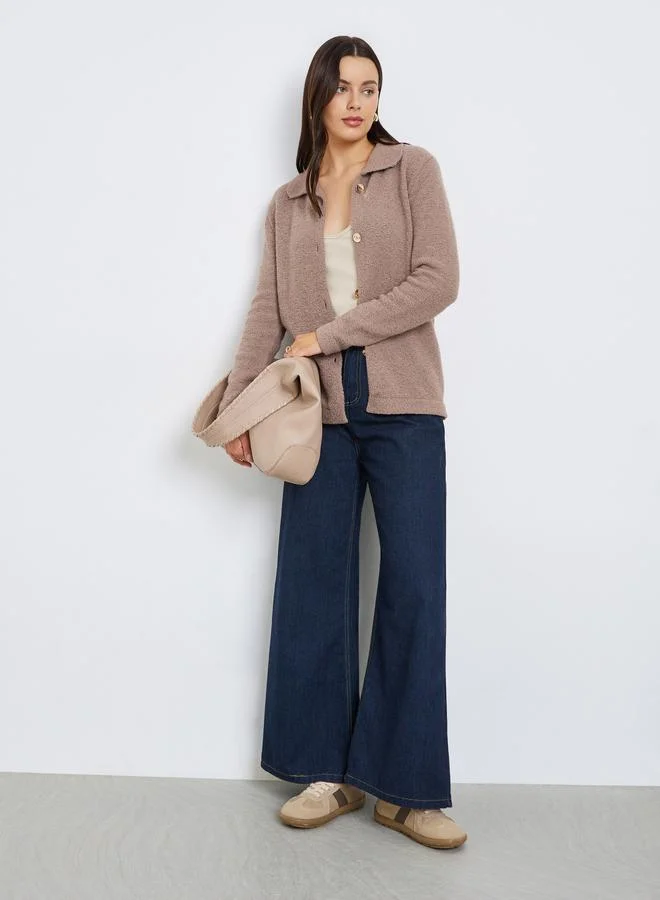 Styli Regular Fit Buttoned Chunky Knit Cardigan
