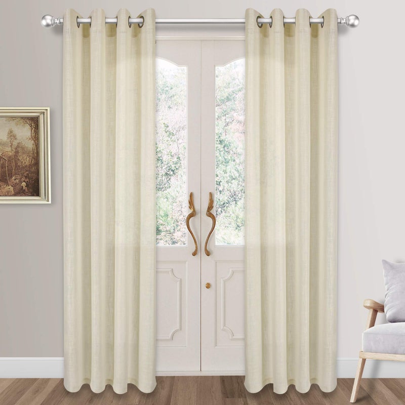 VOILYBIRD مجموعة ستائر Voilybird Palma Linen بطول 108 بوصة وشبه شفافة مكونة من لوحتين بحلقة معدنية برونزية (52 بوصة عرض × 108 بوصة طول بيج) - Image 2
