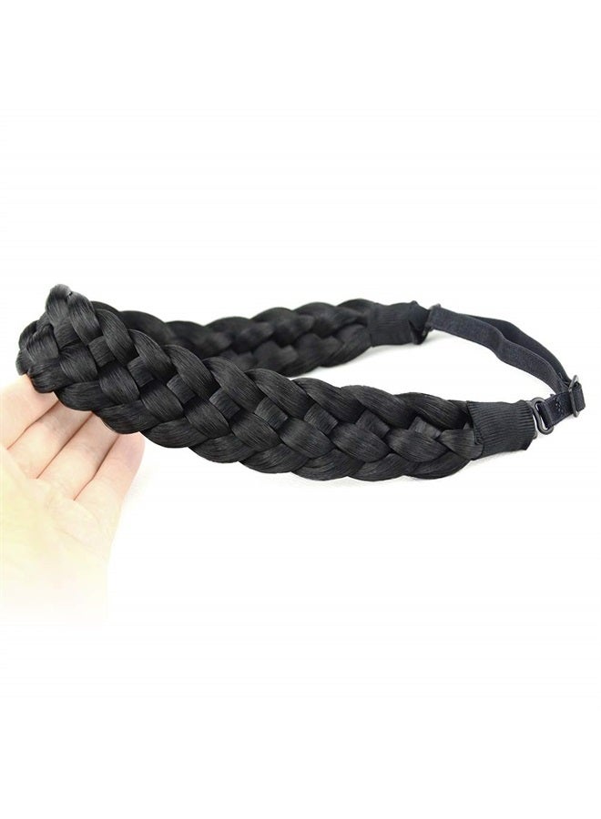 BOBIYA 5 Strands Synthetic Hair Braided Headband Classic Chunky Wide Plaited Braids Elastic Stretch Hairpiece for Women Girl (Dirty Blonde) - Image 2
