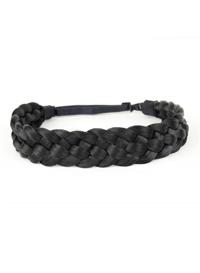 BOBIYA 5 Strands Synthetic Hair Braided Headband Classic Chunky Wide Plaited Braids Elastic Stretch Hairpiece for Women Girl (Dirty Blonde) - Image 1