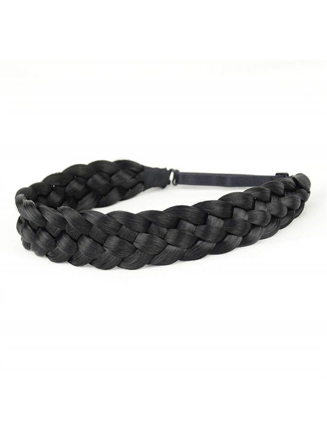 BOBIYA 5 Strands Synthetic Hair Braided Headband Classic Chunky Wide Plaited Braids Elastic Stretch Hairpiece for Women Girl (Dirty Blonde) - Image 3