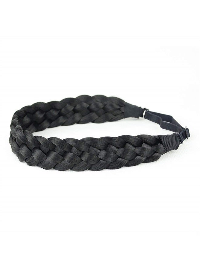 BOBIYA 5 Strands Synthetic Hair Braided Headband Classic Chunky Wide Plaited Braids Elastic Stretch Hairpiece for Women Girl (Dirty Blonde) - Image 4