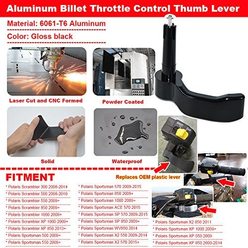 igersaw Thumb Throttle Control Lever Black Aluminum Billet Compatible with ATV Polaris Sportsman 450 550 570 850 1000 2009-2022 - Image 2
