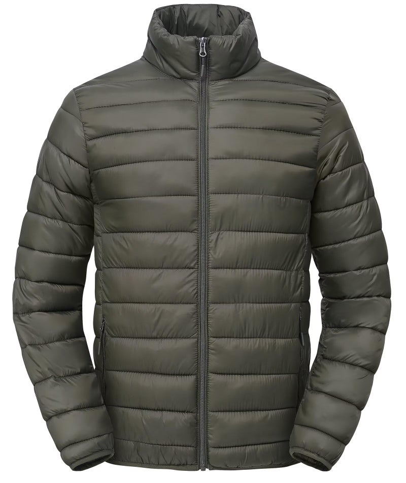 Zoofly Mens Lightweight Puffer Jacket Thermal Windproof Water Repellent Quilted Padded Puffy Coats for Travel Casual Hiking Green M - Image 1