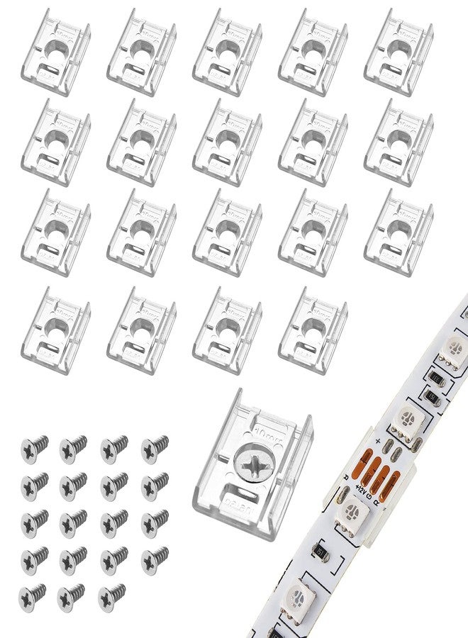 VIPMOON 100pcs Clear 10mm LED Strip Light Mounting Clips 10mm Width Holders and 100pcs Compatible Stainless Steel Phillips Screws Mounting Brackets for Waterproof or Non-Waterproof 3528 5050 5630 - Image 1