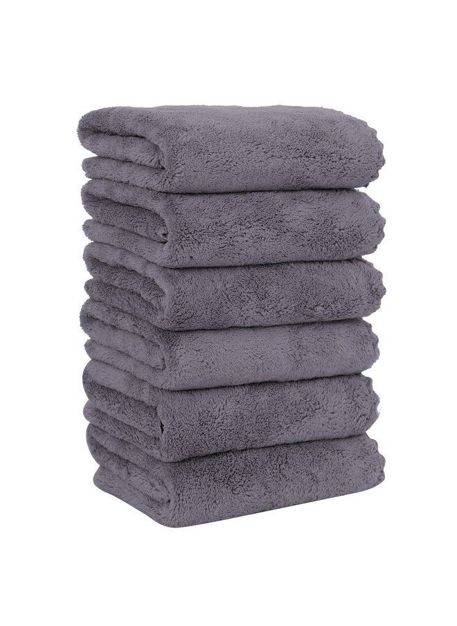 MOONQUEEN MOONQUEEN 6 Pack Premium Hand Towels - Quick Drying - Microfiber Coral Velvet Highly Absorbent Towels - Multipurpose Use as Hotel, Bathroom, Shower, Spa, Hand Towel 16 x 28 inches (Gray)  - Image 1