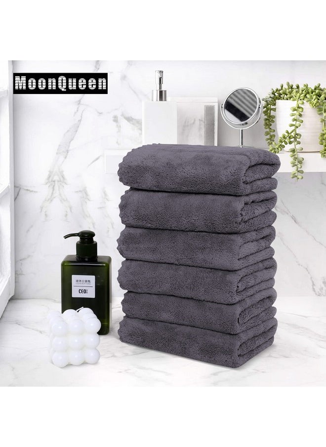 MOONQUEEN MOONQUEEN 6 Pack Premium Hand Towels - Quick Drying - Microfiber Coral Velvet Highly Absorbent Towels - Multipurpose Use as Hotel, Bathroom, Shower, Spa, Hand Towel 16 x 28 inches (Gray)  - Image 5